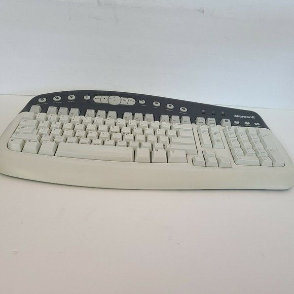 Microsoft Multimedia Keyboard 1.0a KB-0168 Wired. White/Gray/Black Pre-owned - Picture 7 of 12